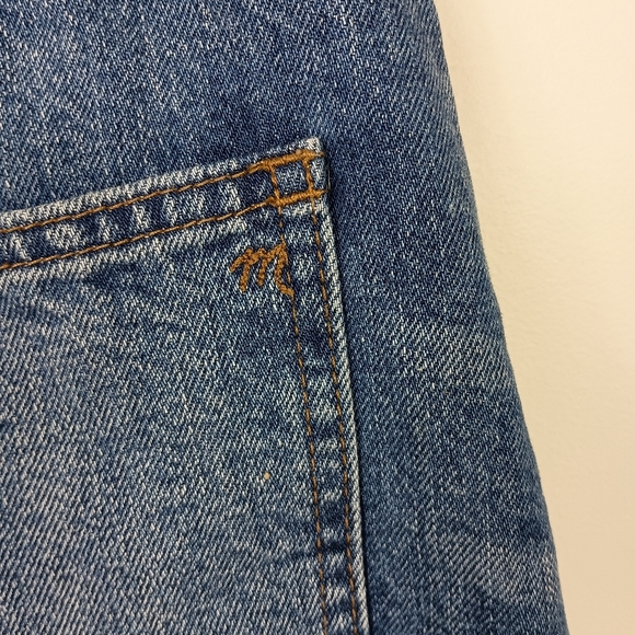 Madewell Womens Denim Miniskirt 30 Blue High Rise Raw Hem Distressed Button Fly - Picture 10 of 14